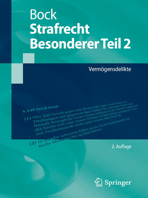 Title details for Strafrecht Besonderer Teil 2 by Dennis Bock - Available